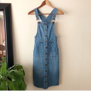 ASOS Denim Jumper Overall Midi Button Down Dress